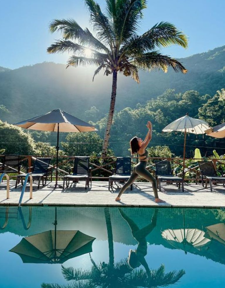 Yoga and outdoor movement scene